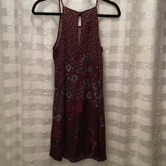 Eyeshadow Burgundy Floral Swing Dress, Size M - Picture 2 of 8
